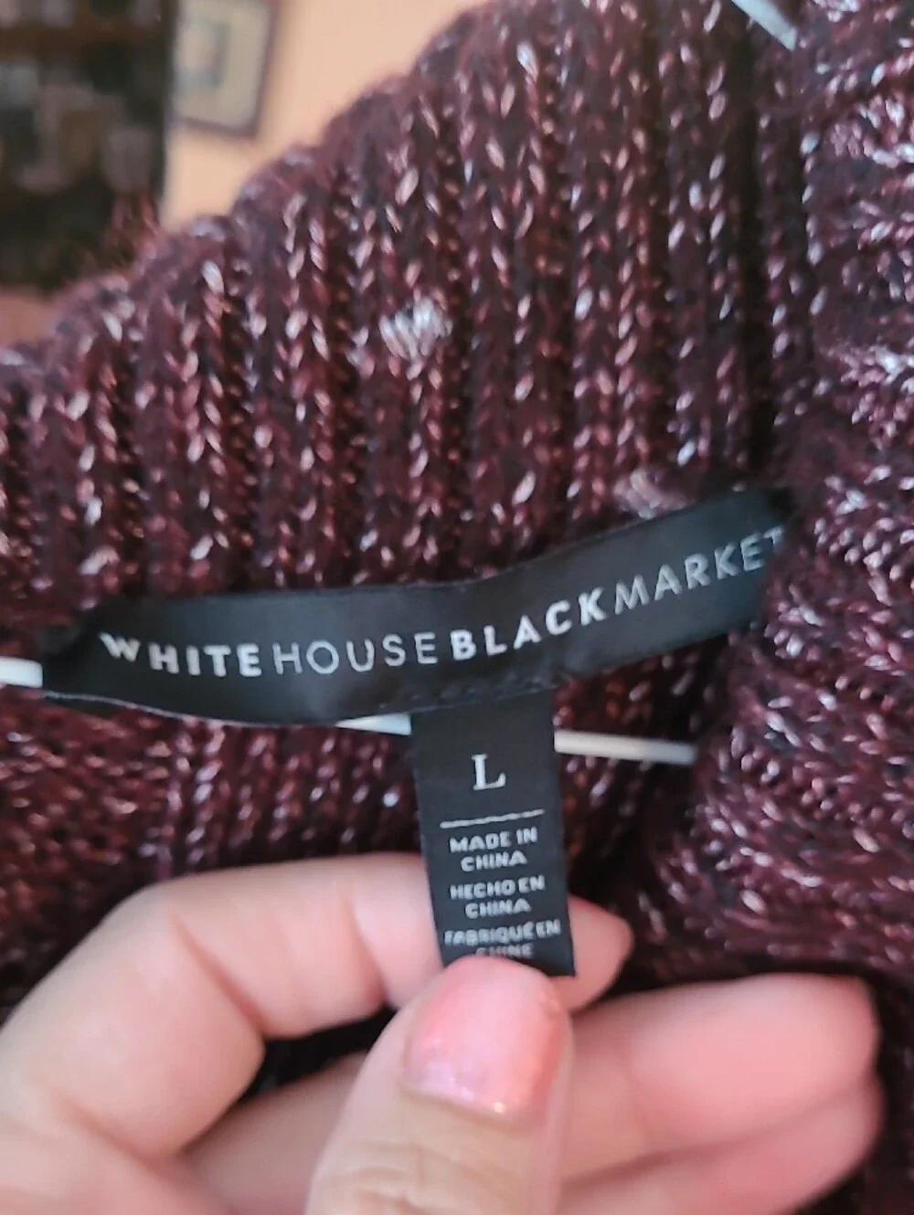 White House Black Market Burgundy Cowl Neck Sweater